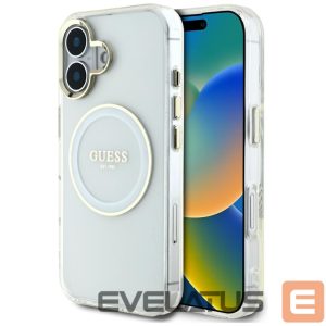 Muud kaubad Guess  Guess IML Metal Colored Circle Classic Logo MagSafe case for iPhone 16 - white 