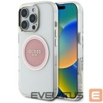 Tagakaaned Guess  Guess IML Metal Colored Circle Classic Logo MagSafe iPhone 16 Pro Case - Pink 