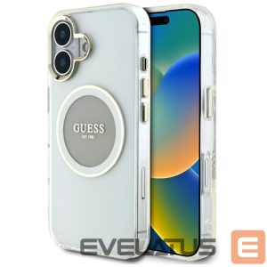 Muud kaubad Guess  Guess IML Metal Colored Circle Classic Logo MagSafe case for iPhone 16 - gray 