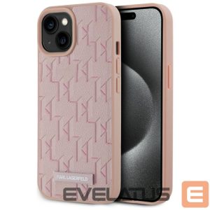Muud kaubad Karl Lagerfeld  Karl Lagerfeld Leather Monogram Metal Logo MagSafe iPhone 15 Case - Pink 