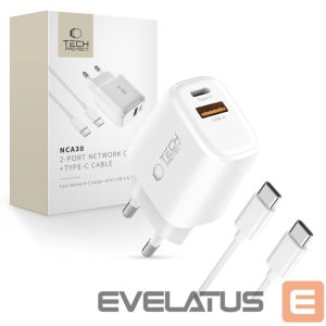 Muud kaubad Tech-Protect  Tech-Protect NCA30 PD 30W QC3.0 USB-A / USB-C Wall Charger + USB-C / USB-C Cable 100cm - White 