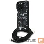 Tagakaaned Karl Lagerfeld  Karl Lagerfeld Crossbody Grained Pattern & Logo Case for iPhone 16 Pro - Black 