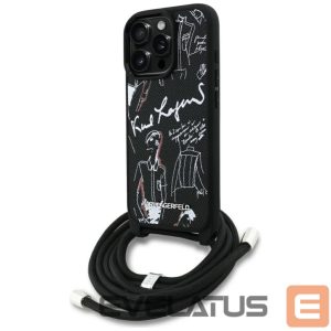 Muud kaubad Karl Lagerfeld  Karl Lagerfeld Crossbody Grained Pattern & Logo Case for iPhone 16 Pro - Black 