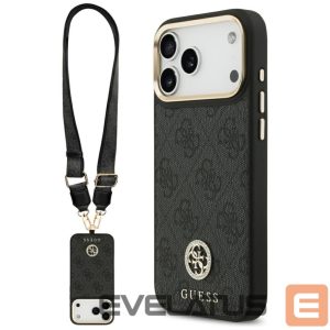 Muud kaubad Guess  Guess 4G Srtass Logo & Big Strap Metal Buttons MagSafe Case for iPhone 17 Pro Max - Black 