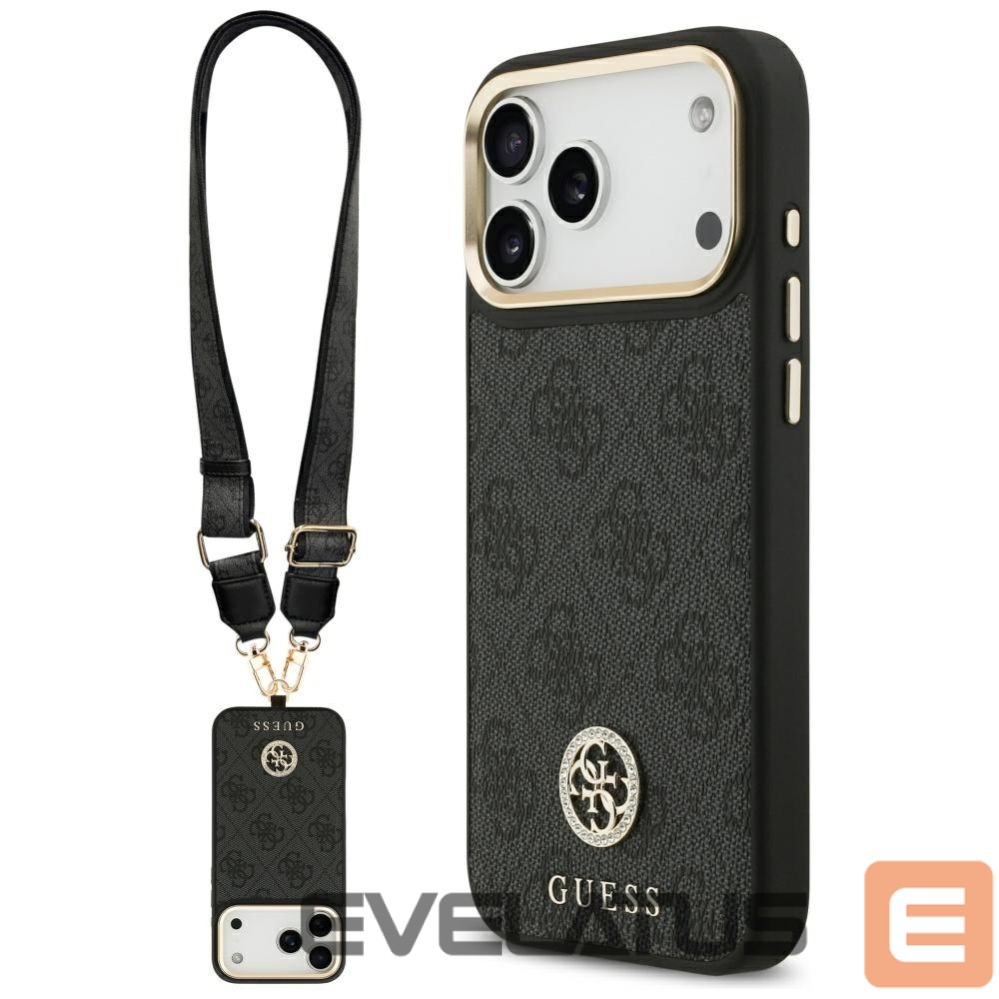 Muud kaubad Guess Guess 4G Srtass Logo & Big Strap Metal Buttons MagSafe Case for iPhone 17 Pro Max - Black