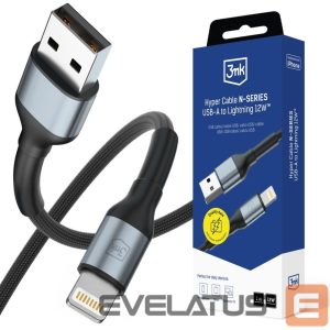 Muud kaubad 3MK  3mk Hyper Cable 3mk Hyper Cable N-SERIES USB-A / Lightning 1m 5V/2.4A 12W / black 