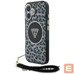 Muud kaubad Guess  Guess HC IML Leopard Triangle Cord Strap MagSafe case for iPhone 16 - black 
