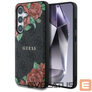 Muud kaubad Guess  Guess Leather 4G Flowers Print Metal Classic Logo MagSafe Case for Samsung Galaxy S25 - Black 