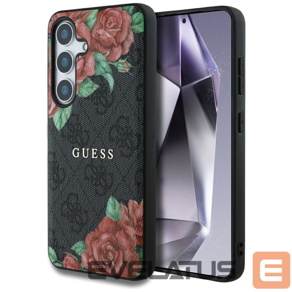 Muud kaubad Guess Guess Leather 4G Flowers Print Metal Classic Logo MagSafe Case for Samsung Galaxy S25 - Black