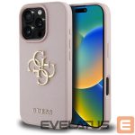 Tagakaaned Guess  Guess Grained Big 4G Logo Small Classic Logo Case for iPhone 16 Pro - Pink 