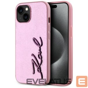 Muud kaubad Karl Lagerfeld  Karl Lagerfeld Wrinkled Metal Signature iPhone 15 Case - Pink 