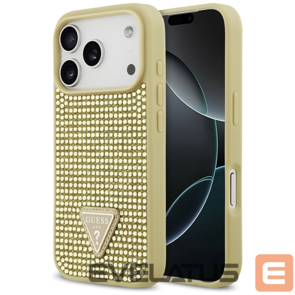 Muud kaubad Guess Guess Rhinestone Triangle Logo iPhone 17 Pro Case - Gold