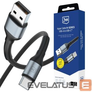 Muud kaubad 3MK  3mk Hyper Cable 3mk Hyper Cable N-SERIES USB-A / USB-C 1m 9V/2A 18W QC 3.0 / black 