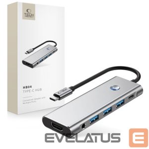 Muud kaubad Tech-Protect  Tech-Protect HB04 HUB Adapter 9in1 USB-C + USB2.0 + USB3.0 + HDMI 4K 60Hz + SD / TF + PD100W + AV3.5 - gray 