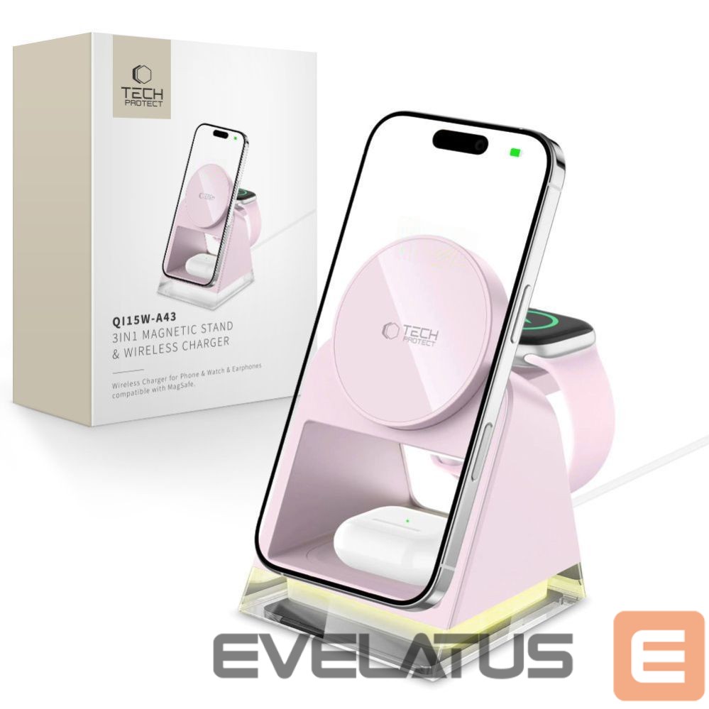 Muud kaubad Tech-Protect Tech-Protect QI15W-A43 3in1 MagSafe Inductive Charger - Pink