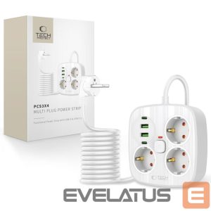 Muud kaubad Tech-Protect  Tech-Protect PCS3X4 power strip, 3 sockets, 2xUSB-A, 2xUSB-C 200 cm - white 