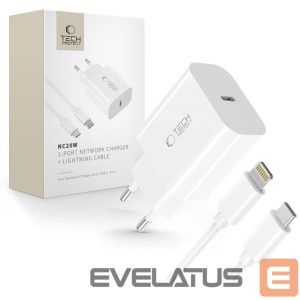 Muud kaubad Tech-Protect  Tech-Protect NC20W Wall Charger with 100 cm USB-C / Lightning Cable - White 