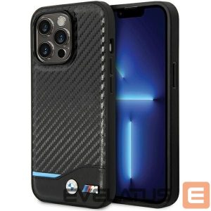 Muud kaubad BMW  BMW Leather Carbon Case for iPhone 13 Pro Max - Black 