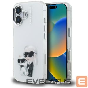 Muud kaubad Karl Lagerfeld  Karl Lagerfeld IML Aquarelle Karl & Choupette & Logo iPhone 16 Case - White 