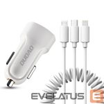 Adaptrid Dudao  Dudao car kit charger 2x USB 2.4A + cable USB 3in1 Lightning / Type C / micro USB cable white (R7 white) 