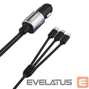 Adaptrid Dudao  Dudao 3in1 USB car charger 3,4 A built-in cable Lightning / USB Type C / micro USB black (R5ProN black) 