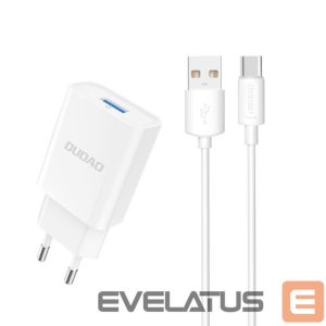 Adaptrid Dudao  Dudao A4EU USB-A 2.1A wall charger - white + USB-A - USB-C cable 