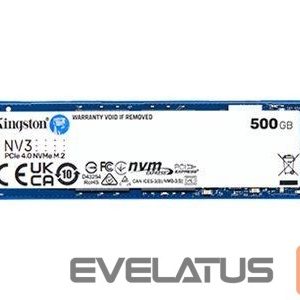 Kõvaketas SSD Kingston  SSD | NV3 | 500 GB | SSD form factor M.2 2280 | Solid-state drive interface PCIe NVMe Gen 4.0 (x4) | Read speed 5000 MB/s | Write speed 3000 MB/s 