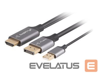 Monitori tarvik Lanberg HDMI(M)->Displayport(M) cable 1.8m 4K, Black