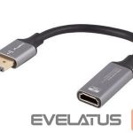 Monitori tarvik Lanberg  Displayport (M)->HDMI(F) Adapter 8K on cable 20cm, Silver 