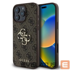 Tagakaaned Guess - Guess PU 4G Metal Logo Case for iPhone 16 Pro Brown 