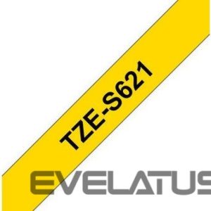 Tarvikud ja tarvikud Brother  TZe-S621 Strong Adhesive Laminated Tape Black on Yellow, TZe, 8 m, 9 mm 