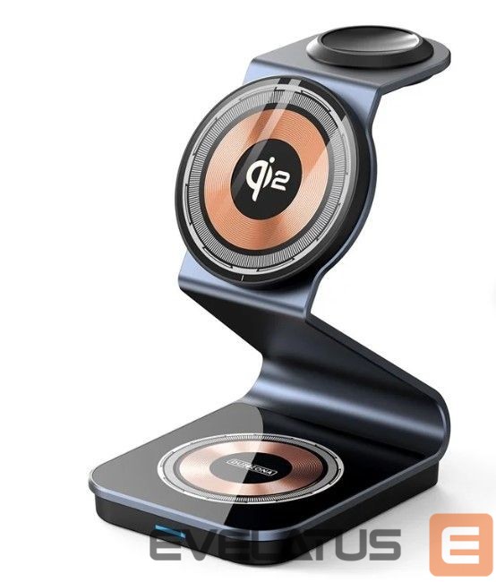 Juhtmeta laadija Duzzona W21 3-in-1 15W Wireless Charging Stand Teléfono Auricador de Auriculares Cargador (certificado Qi2) Black