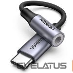Üleminek Ugreen  USB-C to 3.5mm M/F Cable Aluminum Shell with Braided 10cm (80154) Black Grey