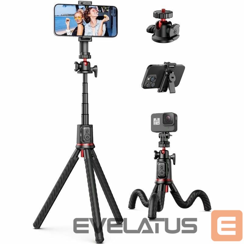 Selfie pulk Elight C03 Octopus flexi tripod stand 55cm with Smartphone / LED Ring / 3/4 screw fix Shutter button