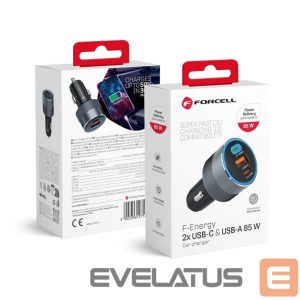 Autolaadijad Forcell  F-Energy Alu car charger 2 x Type C+USB A PD QC4.SFC 2.0 4.5A 85W 