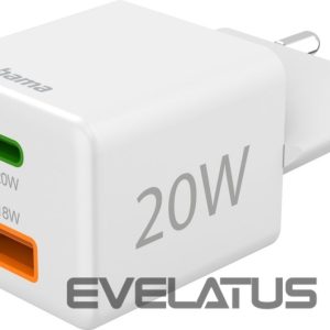 Adaptrid Hama  Charger USB-C+USB-A Charger 20W White