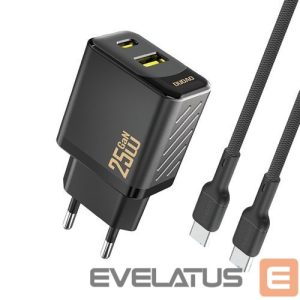 Adaptrid Dudao  Dudao A26TCEU PD QC 25W GaN USB-A USB-C Wall Charger with USB-C Cable Black