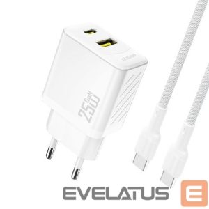 Adaptrid Dudao  Dudao A26TCEU PD QC 25W GaN USB-A USB-C Wall Charger with USB-C Cable White