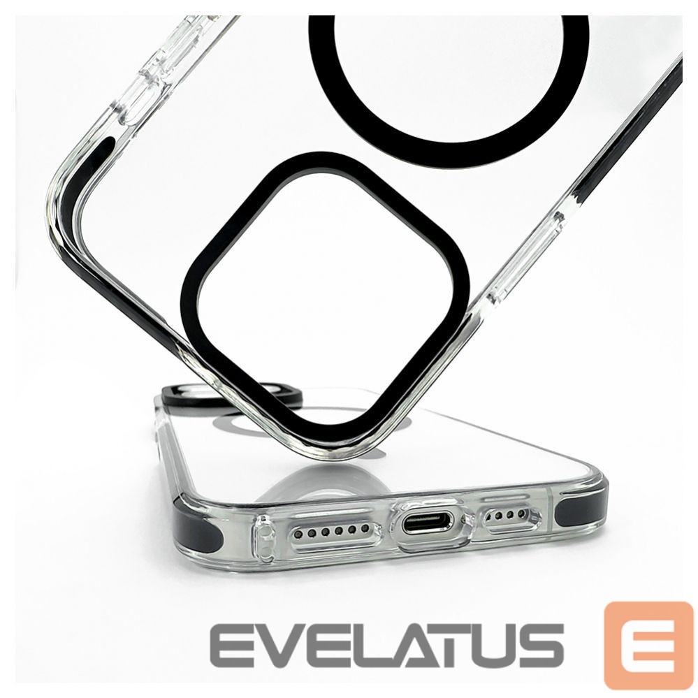 Tagakaaned Evelatus Apple iPhone 15 Pro Max Clear Case PC+TPU With MagSafe Transparent Black