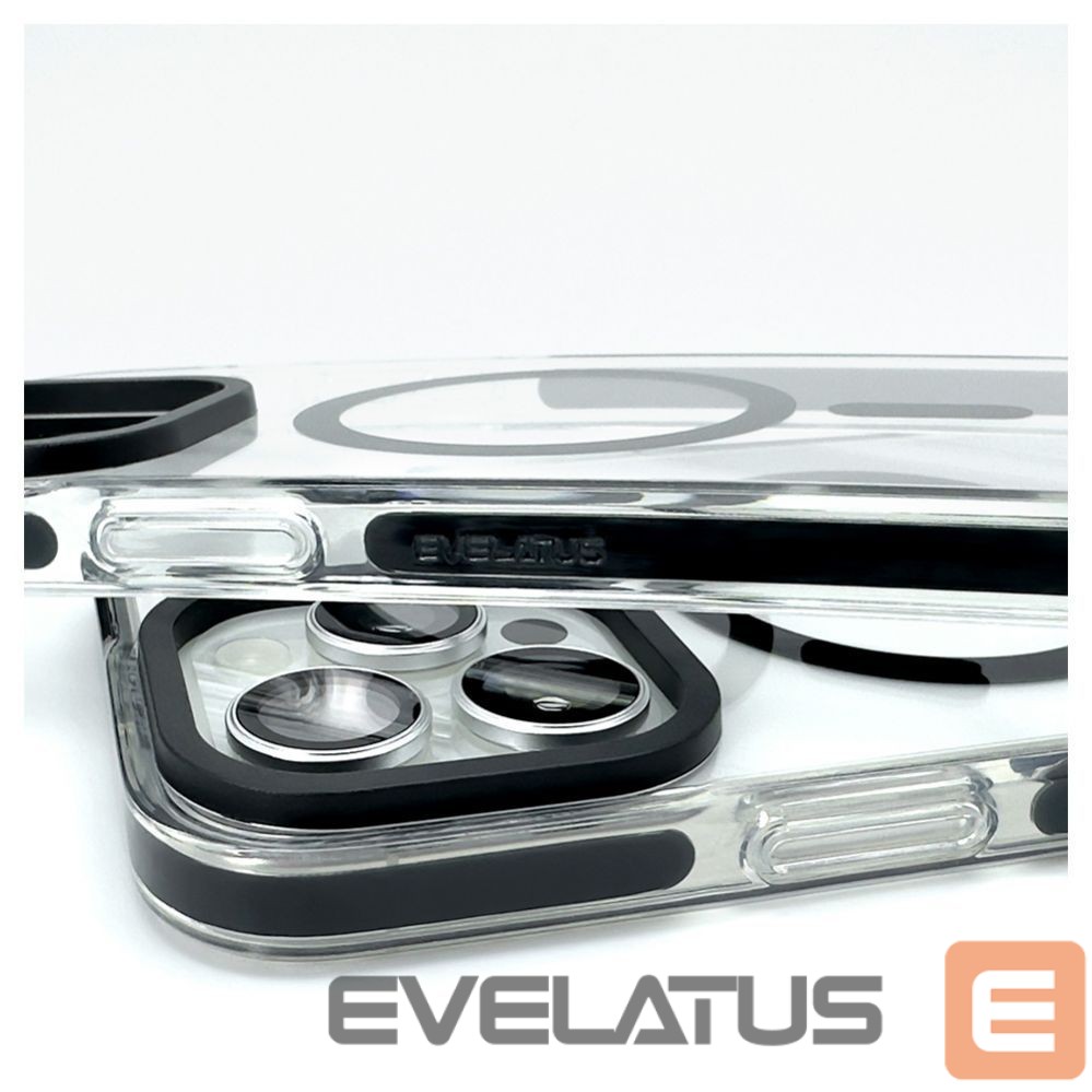 Tagakaaned Evelatus Apple iPhone 15 Pro Max Clear Case PC+TPU With MagSafe Transparent Black
