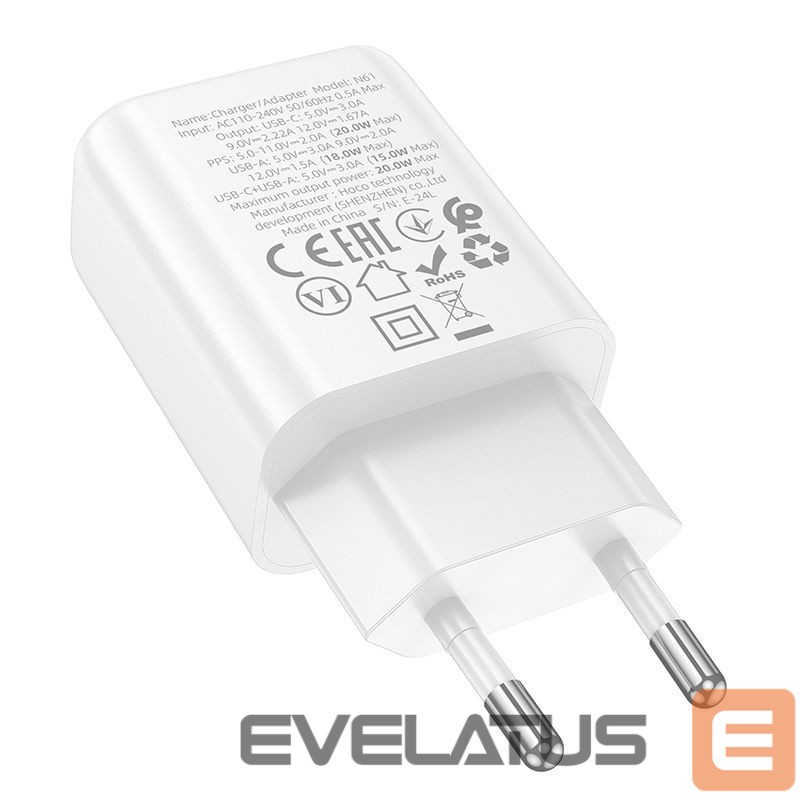 Adaptrid Hoco N61 Gentle PD20W+QC3.0 charger(EU) White