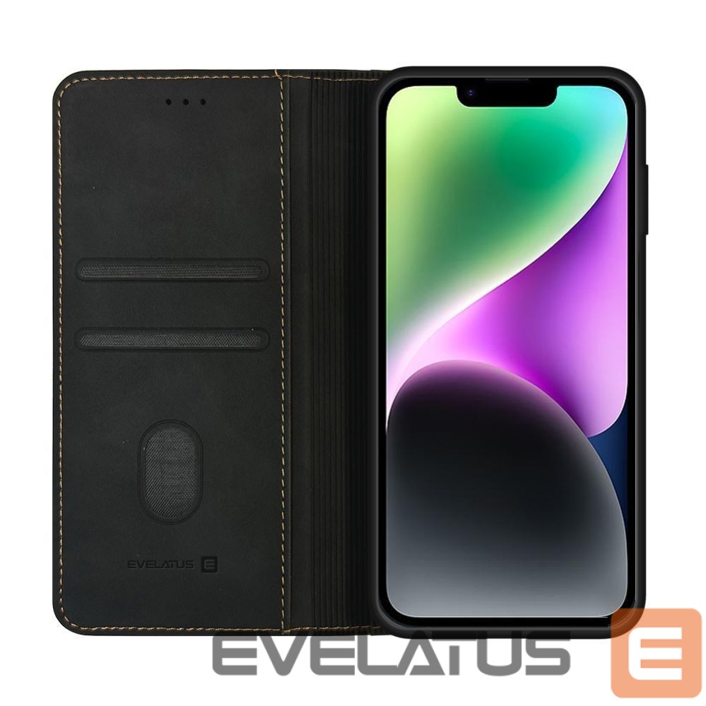 Kaaned - kaaned Evelatus Apple iPhone 13 / 14 Book Case Folio Black
