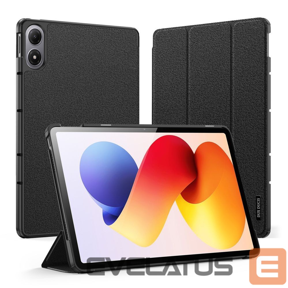 Kaaned Dux Ducis Redmi Pad 2 Pro Domo Series Tri-fold Stand PU Leather Tablet Cover Black