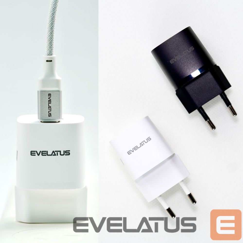 Adaptrid Evelatus USB-A and USB-C 30W Max / EU charger Black