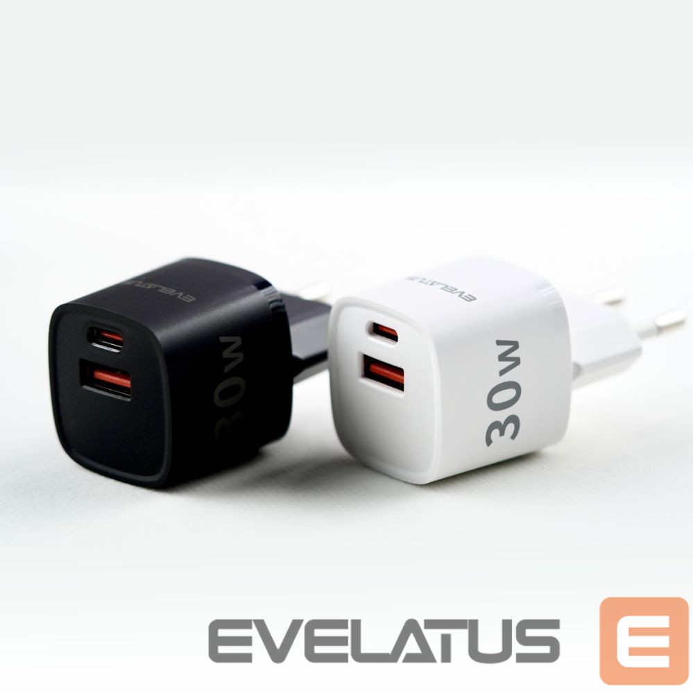 Adaptrid Evelatus USB-A and USB-C 30W Max / EU charger Black