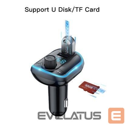 FM modulaator yesido Y44 MP3 Player Bluetooths Cigarette Lighter Auto Charge Universal U Disk 2 Usb Car Charger Black