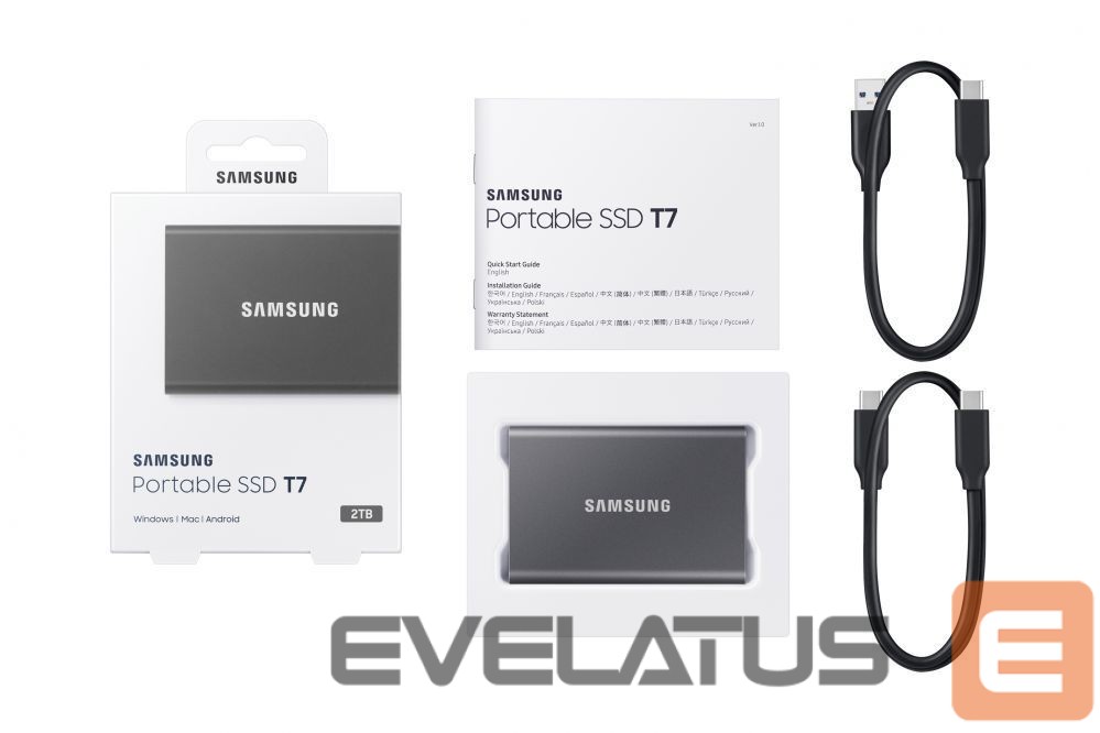 Mälupulk Samsung Portable SSD T7 2000 GB, USB 3.2, Gray