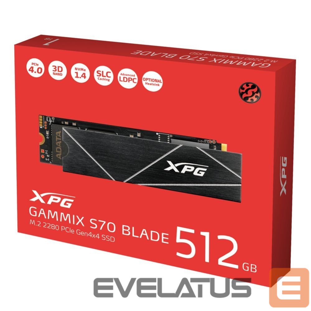 Kõvaketas SSD ADATA XPG Gammix S70 BLADE PCIe Gen4x4 Solid State Drive 512GB