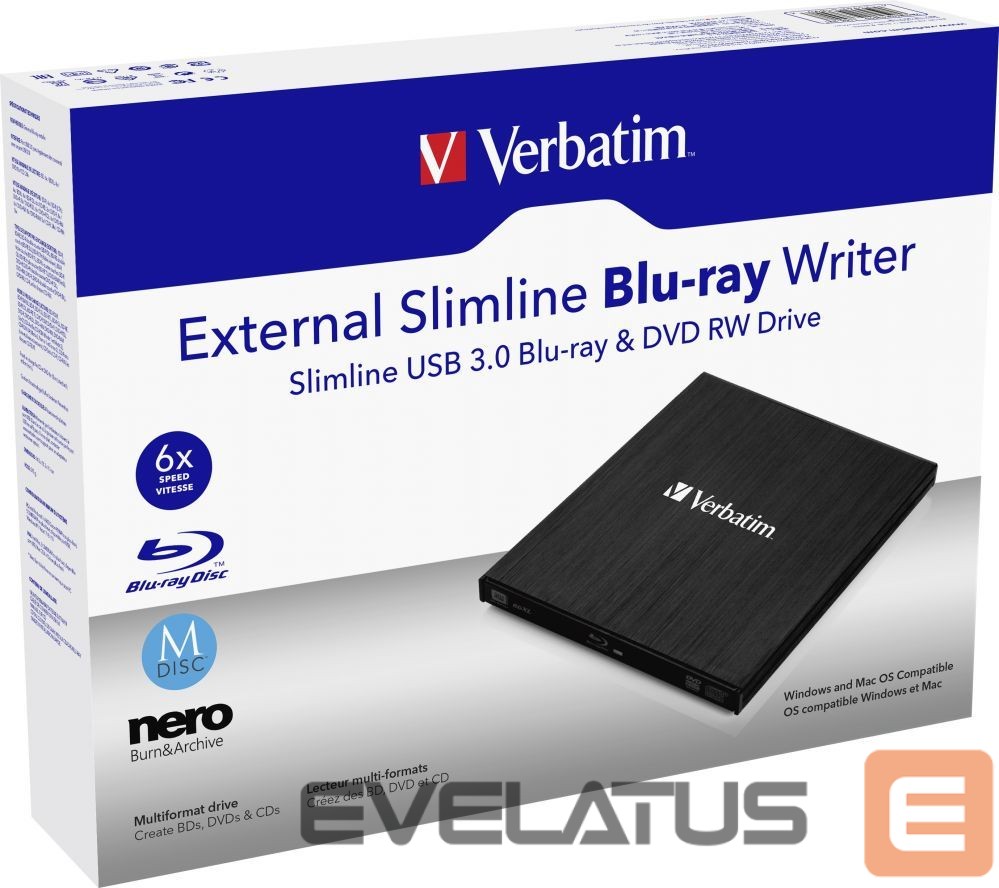 Arvuti komponendid Verbatim VERBATIM Mobile Blu-Ray ReWriter USB3.0