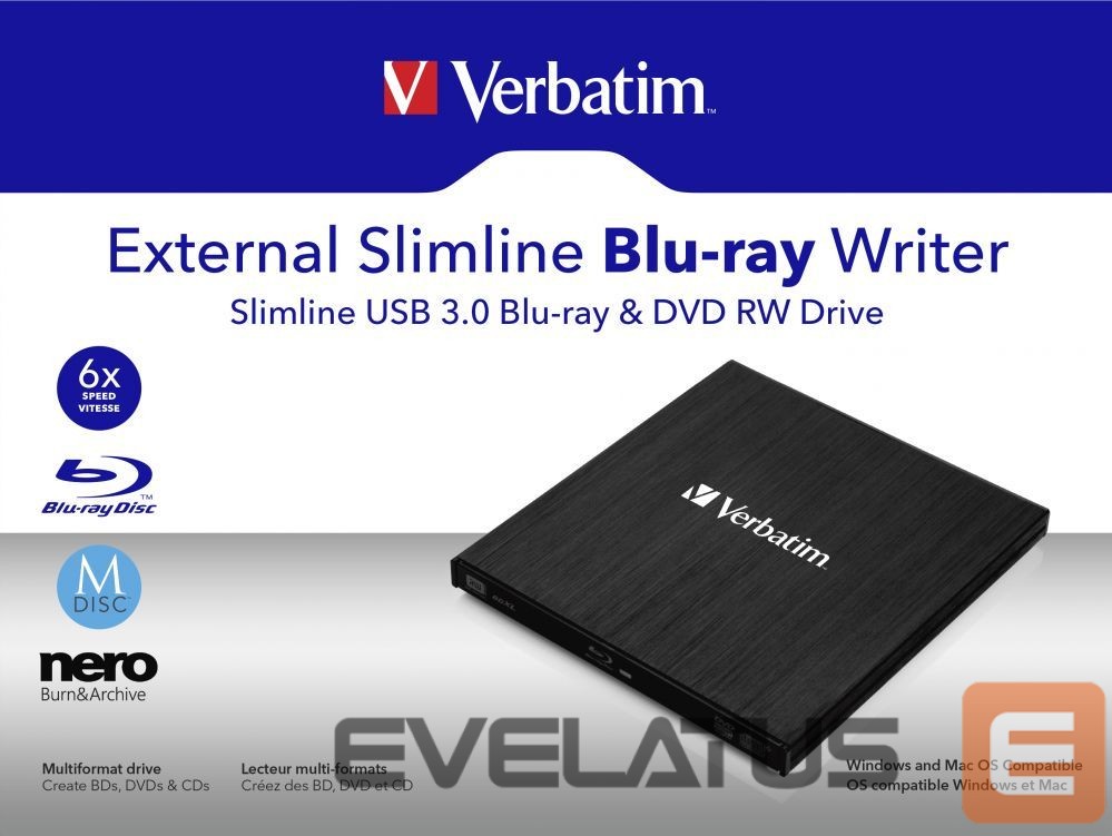 Arvuti komponendid Verbatim VERBATIM Mobile Blu-Ray ReWriter USB3.0